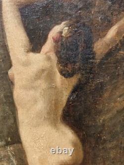 Tableau ancien signé. Nu Feminin. Peinture huile sur carton