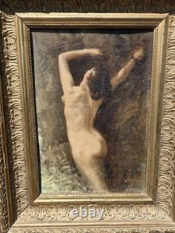 Tableau ancien signé. Nu Feminin. Peinture huile sur carton