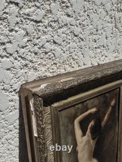 Tableau ancien signé. Nu Feminin. Peinture huile sur carton