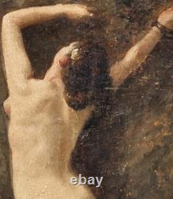 Tableau ancien signé. Nu Feminin. Peinture huile sur carton