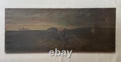 Tableau ancien signé Olivier Pichat, Black Bess, Cheval, Peinture grand format