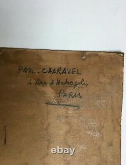 Tableau ancien signé Paul Charavel, Bords de rivière, Huile sur carton, XXe