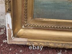 Tableau ancien signé. Paysage Marin Animé Voiliers. Peinture huile sur toile Tableau ancien signé. Paysage Marin Animé Voiliers. Peinture huile sur toile