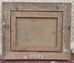 Tableau ancien signé. Paysage Marin Animé Voiliers. Peinture huile sur toile