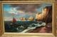 Tableau ancien signé. Paysage Méditerranéen Animé. Peinture huile sur toile