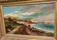 Tableau ancien signé Paysage Méditerranéen Animé. Peinture huile sur toile