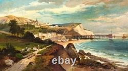 Tableau ancien signé Paysage Méditerranéen Animé. Peinture huile sur toile