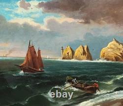 Tableau ancien signé. Paysage Méditerranéen Animé. Peinture huile sur toile