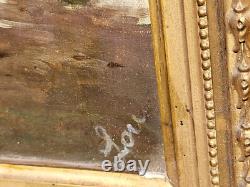 Tableau ancien signé Paysage Méditerranéen Animé. Peinture huile sur toile