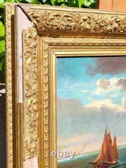 Tableau ancien signé. Paysage Méditerranéen Animé. Peinture huile sur toile