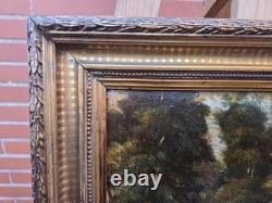 Tableau ancien signé. Paysage Sous Bois. Peinture huile sur panneau de bois