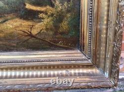 Tableau ancien signé. Paysage Sous Bois. Peinture huile sur panneau de bois