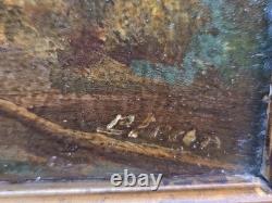 Tableau ancien signé. Paysage Sous Bois. Peinture huile sur panneau de bois