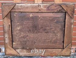 Tableau ancien signé. Paysage Sous Bois. Peinture huile sur panneau de bois