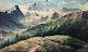 Tableau ancien signé, Paysage de montagne, Huile sur isorel, Peinture, XXe