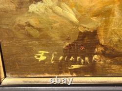Tableau ancien signé Portrait Homme Peinture huile sur panneau de bois