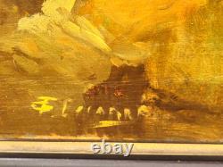 Tableau ancien signé Portrait Homme Peinture huile sur panneau de bois