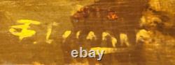 Tableau ancien signé Portrait Homme Peinture huile sur panneau de bois