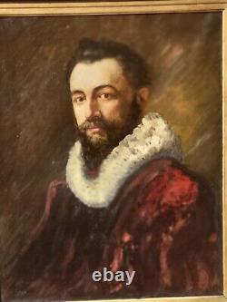 Tableau ancien signé Portrait Homme Peinture huile sur toile Style XVlll° XlXème
