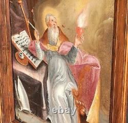 Tableau ancien signé. Saint Augustin. Peinture huile sur toile Style XVlll°