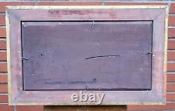 Tableau ancien signé. Scène Bord De Mer. Peinture huile sur panneau de bois