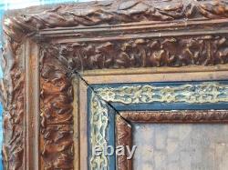 Tableau ancien signé. Scène de Basse Cour Poules Coq. Huile sur Panneau