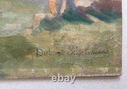 Tableau ancien signé, Trébeurden, Bretagne, Huile Sur Carton, Peinture, XXe