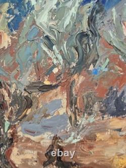 Tableau ancien signé Vieux oliviers. Peinture huile sur toile