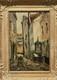 Tableau ancien sign&eacute; Vue Ruelle &Eacute;troite Anim&egrave;e. Peinture huile sur toile