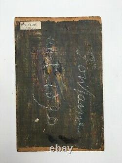 Tableau ancien signé, daté 1897, Huile sur panneau, Femme à la couture, XIXe