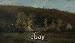 Tableau ancien signé et daté 1901, Huile sur toile, Paysage impressionniste