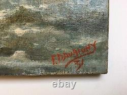 Tableau ancien signé et daté 31, Paysage enneigé, Huile sur toile, Début XXe