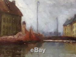 Tableau ancien signé huile Le Havre port remorqueur avant guerre