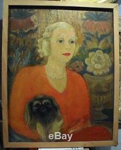 Tableau ancien signé, huile, portrait de femme, esprit année 40/50