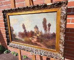 Tableau ancien signée. Paysage. Peinture huile sur panneau de bois