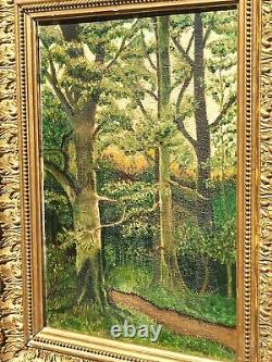 Tableau ancien signée Paysage Sous Bois. Peinture huile sur toile