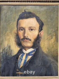 Tableau ancien signée. Portrait Homme. Peinture huile sur toile. Style XlX°
