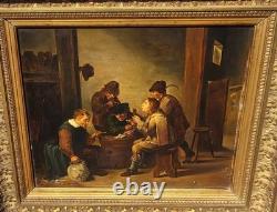 Tableau ancien signée. Scène de Genre. Peinture huile sur panneau de bois. XIX°