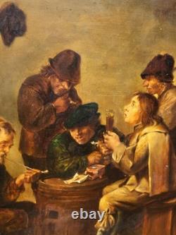 Tableau ancien signée. Scène de Genre. Peinture huile sur panneau de bois. XIX°