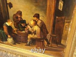 Tableau ancien signée. Scène de Genre. Peinture huile sur panneau de bois. XIX°