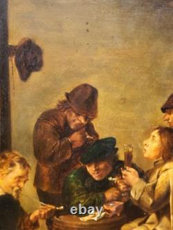 Tableau ancien signée. Scène de Genre. Peinture huile sur panneau de bois. XIX°