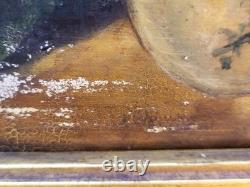 Tableau ancien signée. Scène de Genre. Peinture huile sur panneau de bois. XIX°
