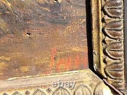 Tableau ancien signée XlXème. Le Chasseur. Peinture huile sur panneau de bois