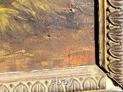 Tableau ancien signée XlXème. Le Chasseur. Peinture huile sur panneau de bois