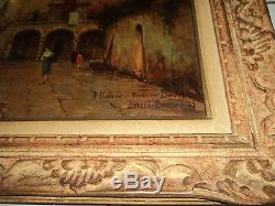 Tableau ancien sur toile peinture signé Béraud Bouvard Scene Venise Cadre Mont