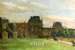 Tableau ancien vue des Tuileries animé signé Paul Alphonse VIRY (1832-1913)