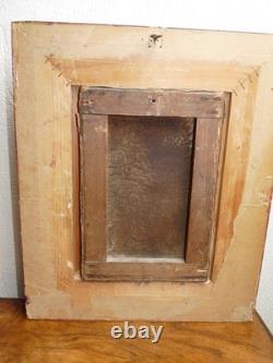 Tableau ancienne peinture huile sur toile vue d'un château 19ème