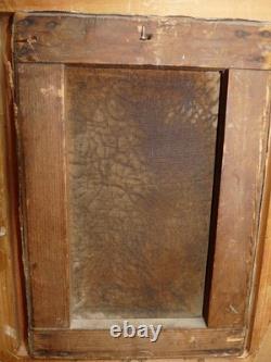 Tableau ancienne peinture huile sur toile vue d'un château 19ème