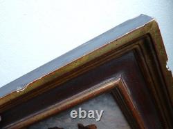 Tableau ancienne peinture huile sur toile vue d'un château 19ème