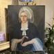 Tableau huile sur toile XVIIIe portrait de femme ancien peinture d&eacute;coration